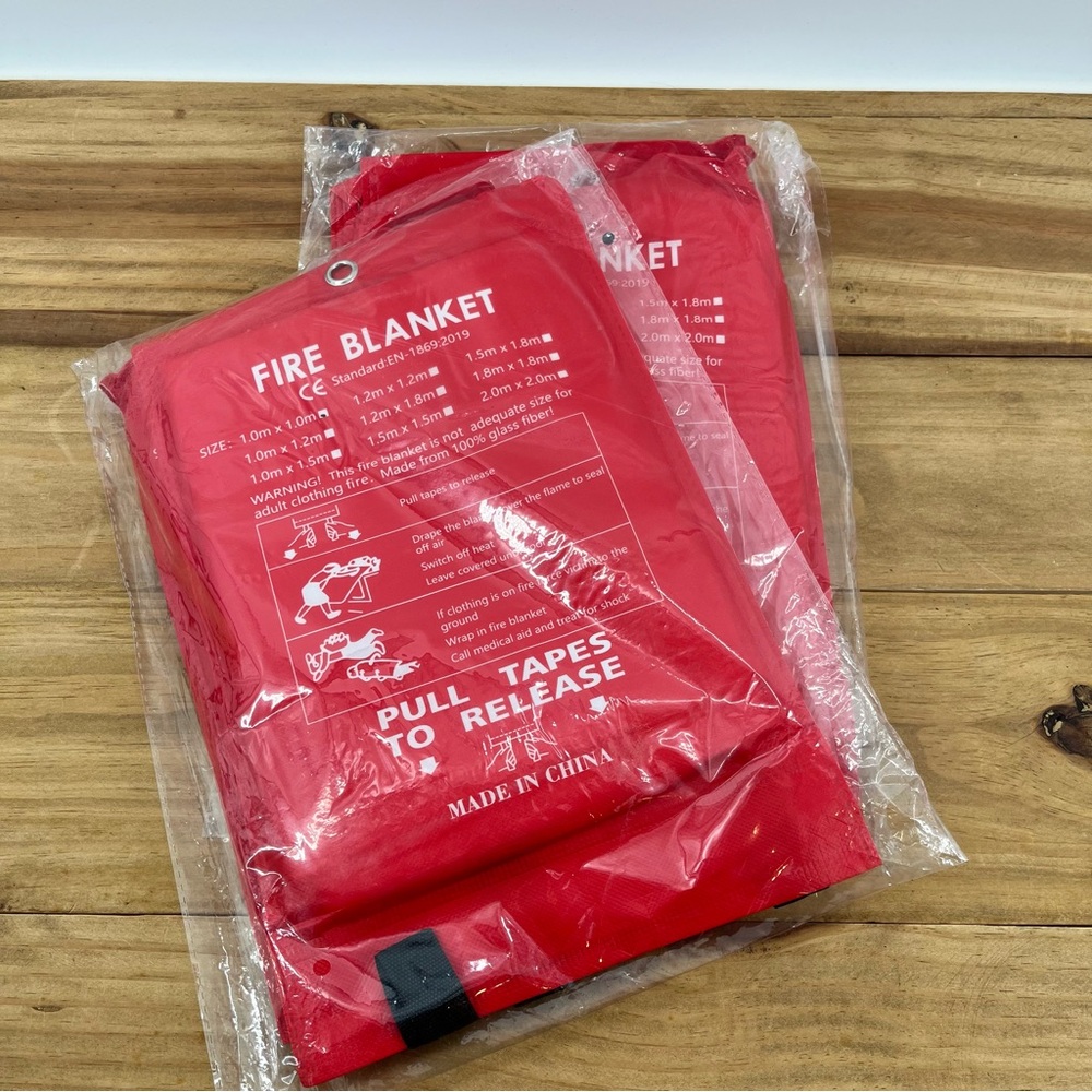 2 New Red Fire Blankets Perfect Gifts Also Great To Have one inside and one out